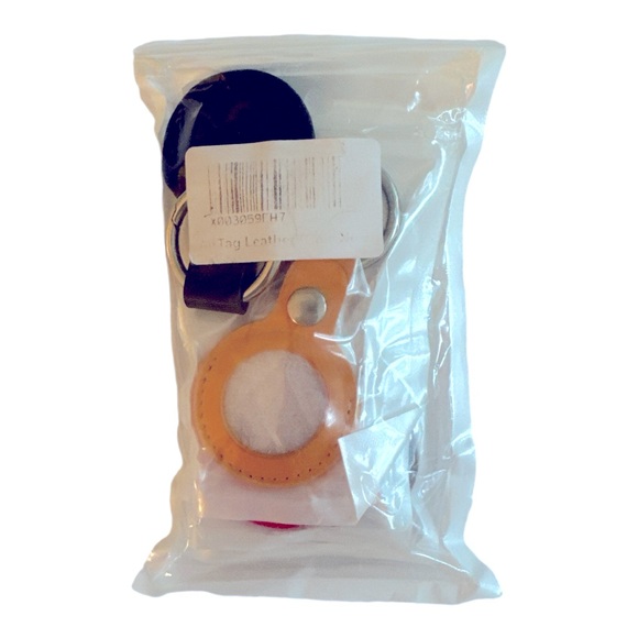 NWT Apple Airtag Asst Leather Holders w/Keychain Ring Yellow, Black, Brown, Red - Picture 2 of 7